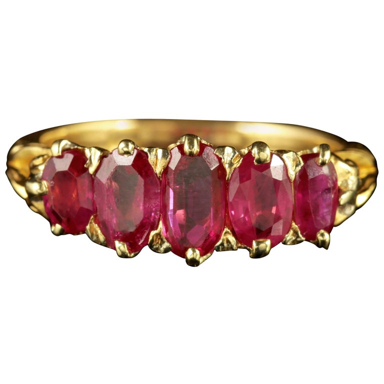 Antique victorian natural burmese ruby ring 18 carat gold circa 1900