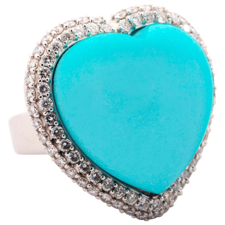 Natural Turquoise Heart Ring at 1stdibs