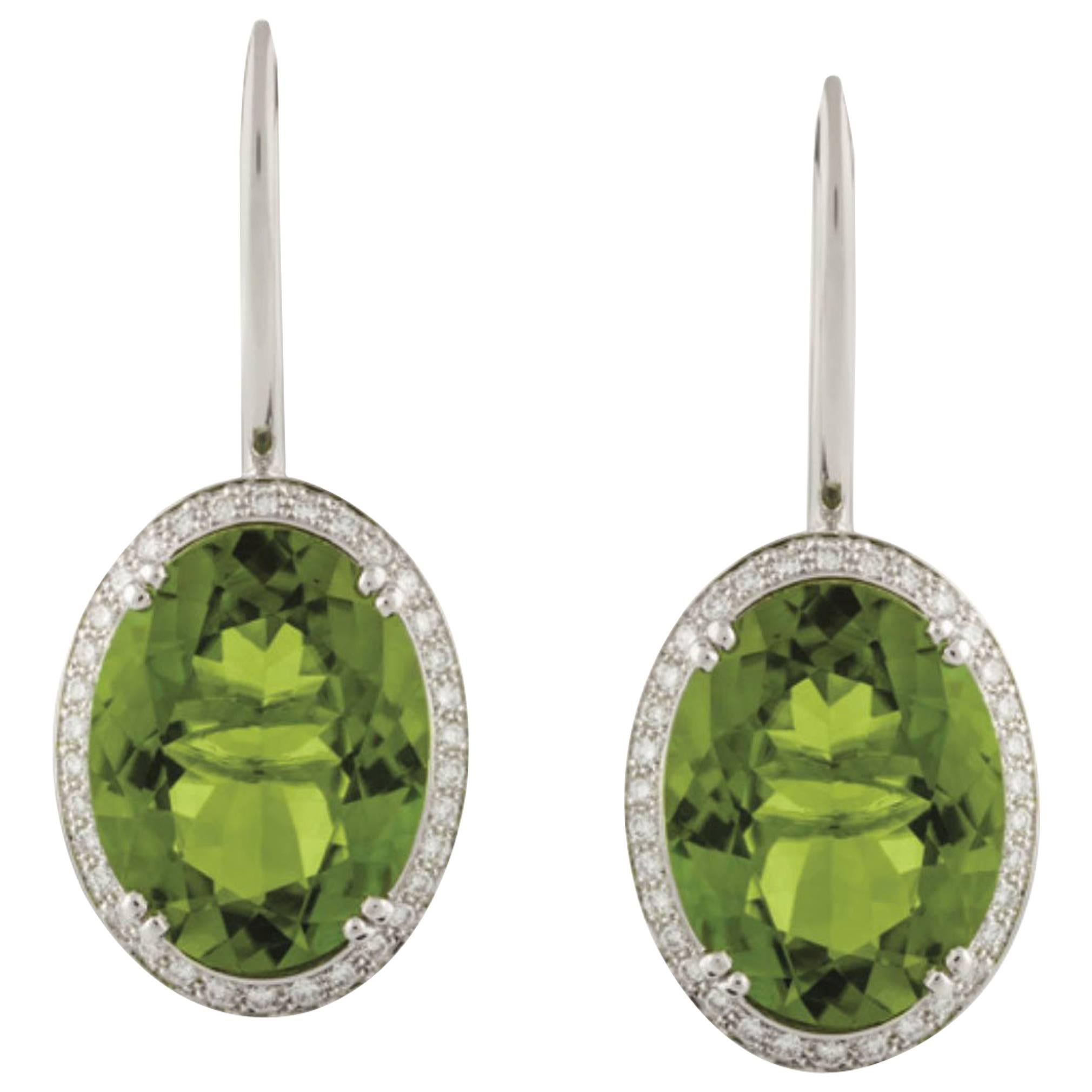 Peridot Diamond Drop Earrings