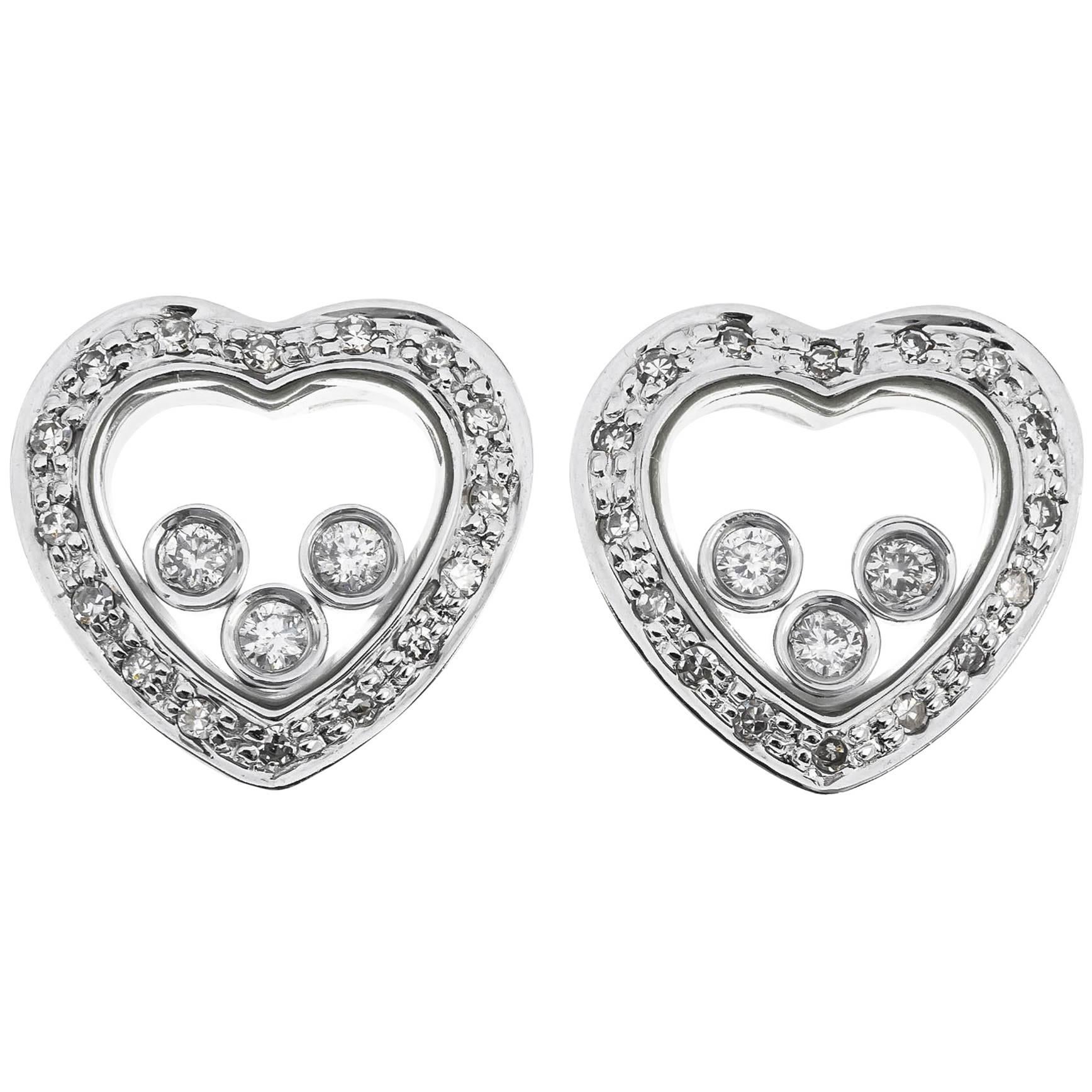 Floating Diamond Heart Earrings For Sale