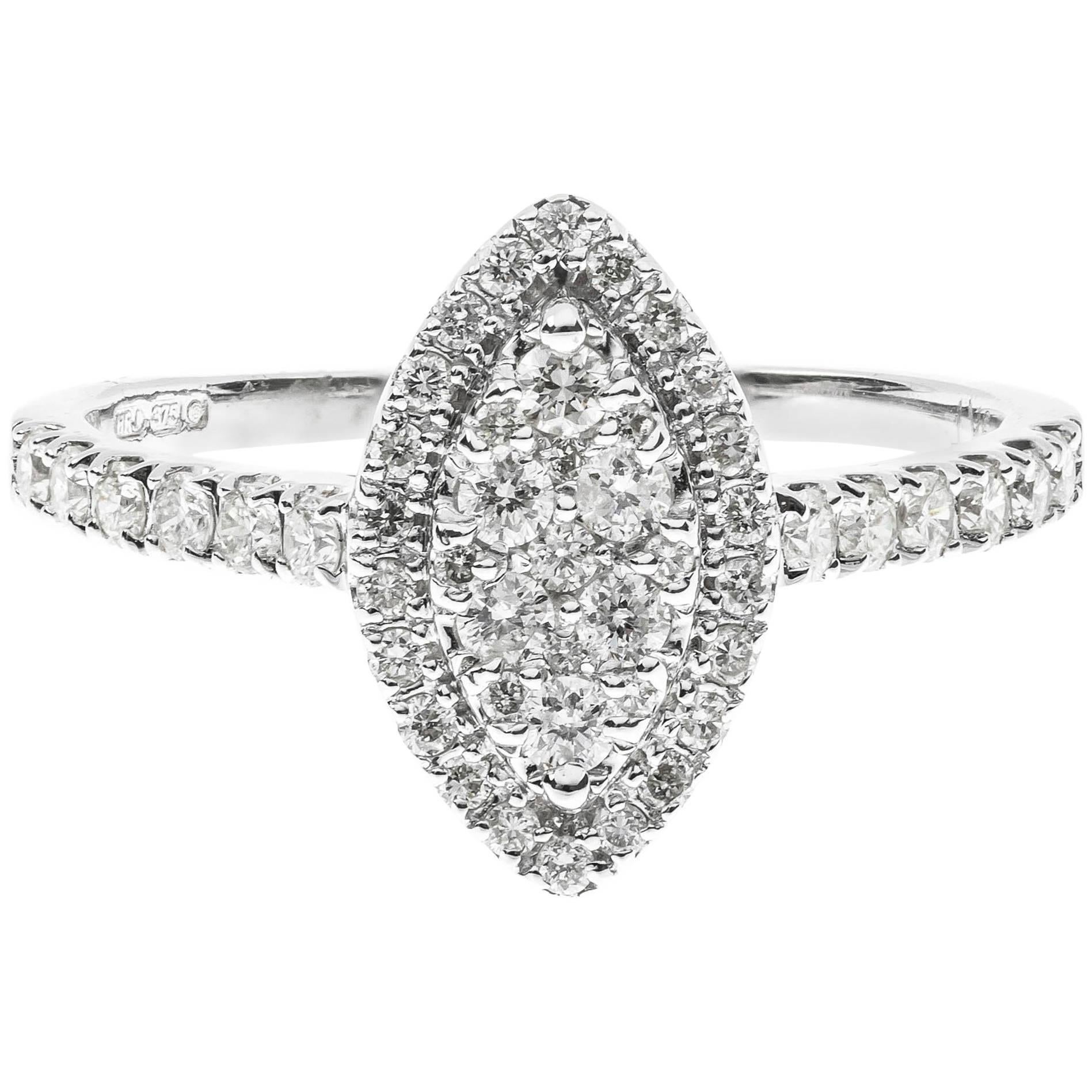 Diamond Navette Cluster Ring For Sale