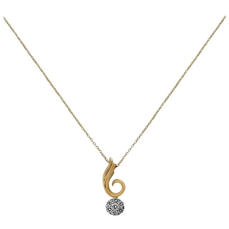Rose Gold Spiral with Brilliant Cut 0.26 ct Diamonds Necklace For Sale