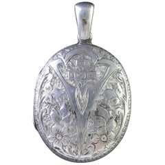 Antique Victorian Sterling Silver Locket Birmingham, 1880