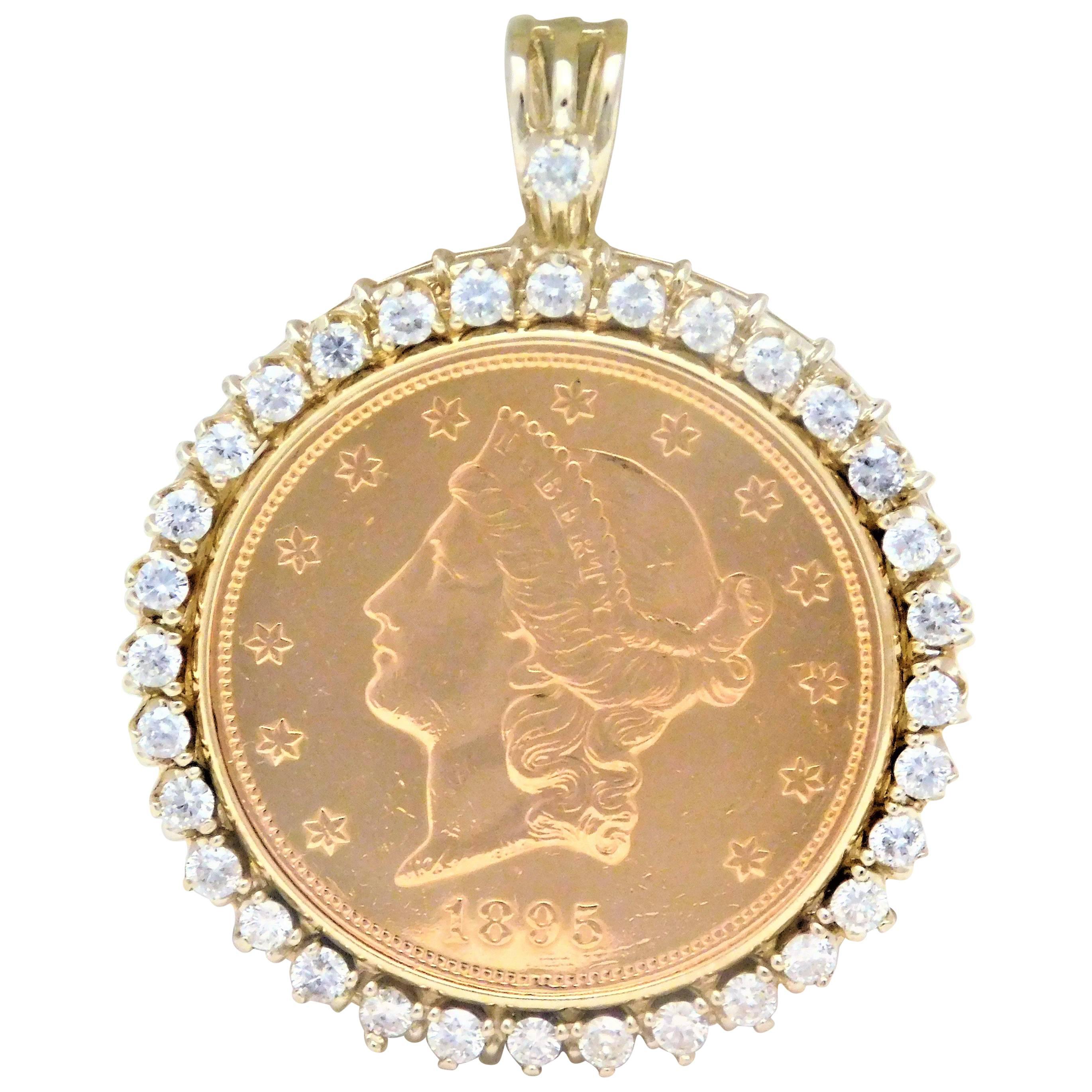 Diamond USA 1895-S Twenty Dollar Coin Pendant