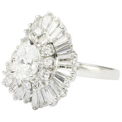 Platinum 3 Carat Diamond Convertible Ring to Pendant, circa 1950s