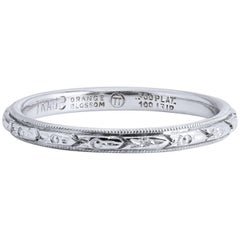 Orange Blossom Estate Engraved Platinum Eternity Band Ring Size 6