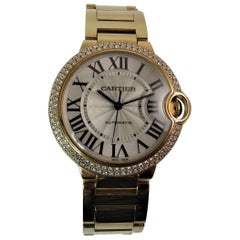 Cartier Yellow Gold Diamond Never Worn Ballon Bleu Automatic Bracelet Wristwatch