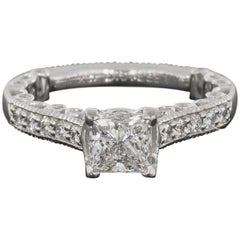 Used Verragio Paridiso 18 Karat White Gold Princess Diamond Engagement Ring