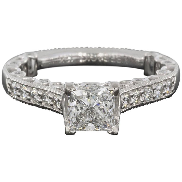 Verragio Venetian Cushion Halo Round Diamond Enement Ring At 1stdibs Verragio Paridiso 18 Karat White Gold Princess Diamond Enement Ring