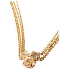 3.11 Carat White Diamonds Cluster Yellow Gold Chain Necklace