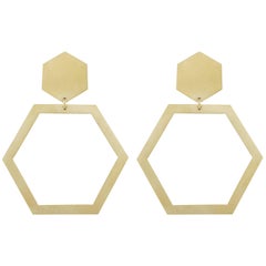 Alex Jona, boucles d'oreilles pendantes hexagonales en or jaune 18 carats