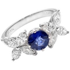 Vintage Tiffany & Co. Victoria Diamond Sapphire Platinum Band Ring