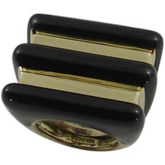 David Webb Geometric Gold Ring with Enamel