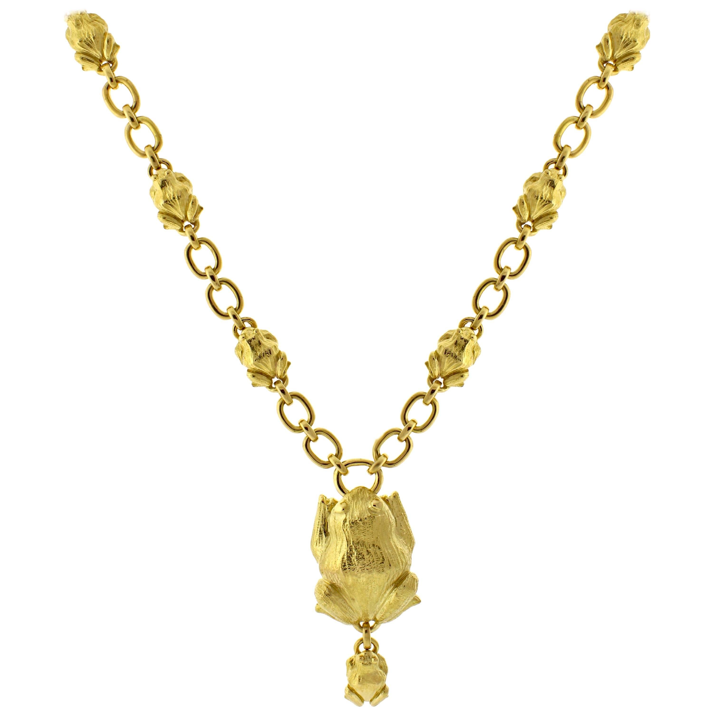 David Webb Gold Frog Necklace