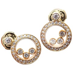 Chopard Happy Diamond Round Yellow Gold Earrings