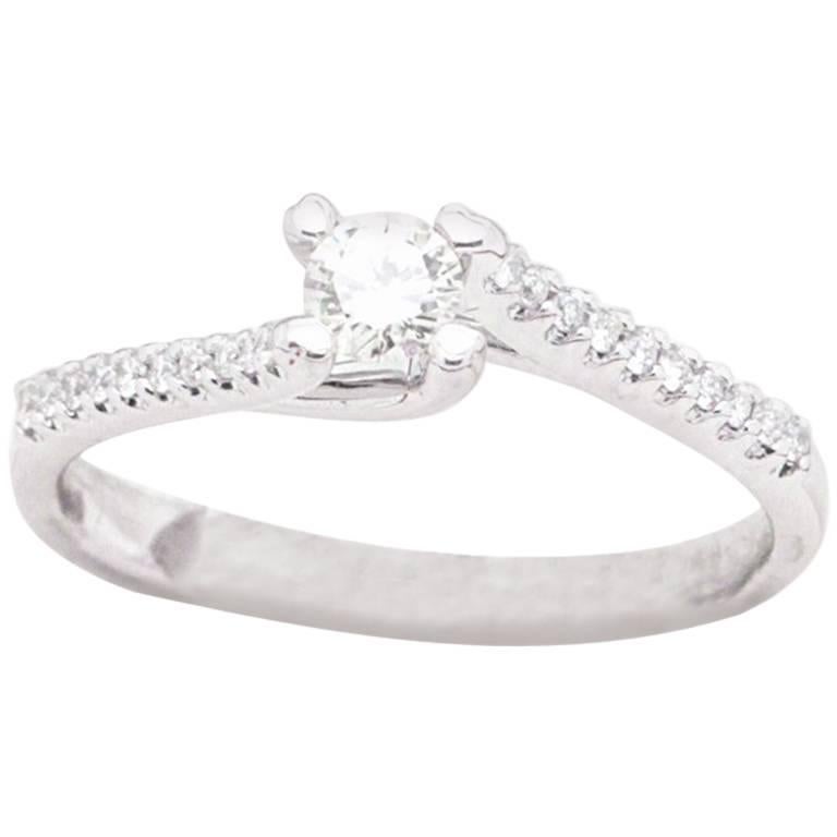 Crossover Diamond Modern Engagement Ring For Sale