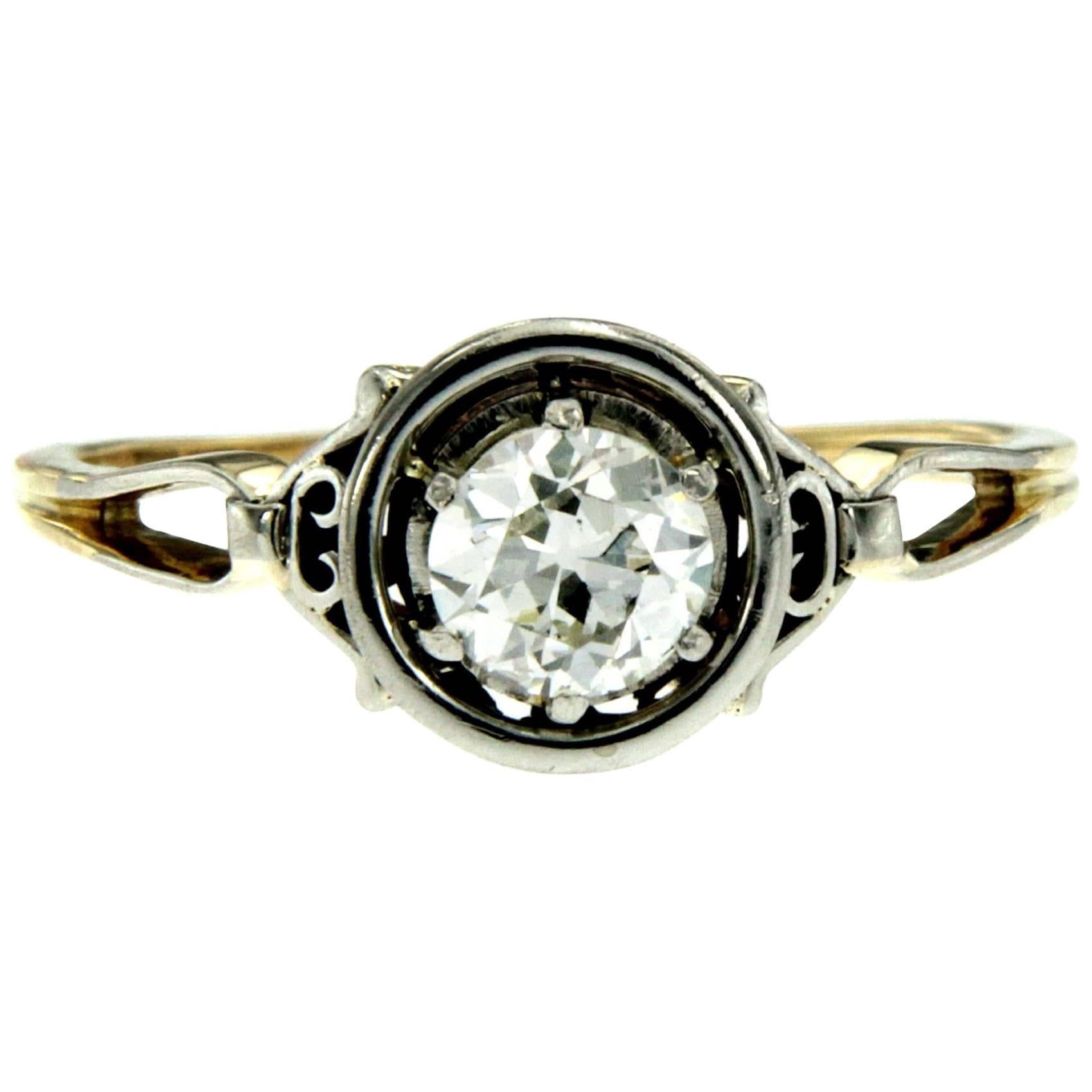 Art Deco Diamond Gold Solitaire Ring