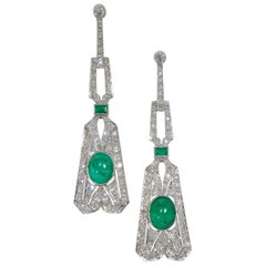 Art Deco Emerald and Diamond Earrings, circa 1925