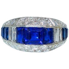 Art Deco Diamond and Sapphire Ring, circa 1930