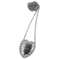 Carlo Weingrill Tubogas White Gold and Diamond Heart Pendant Necklace