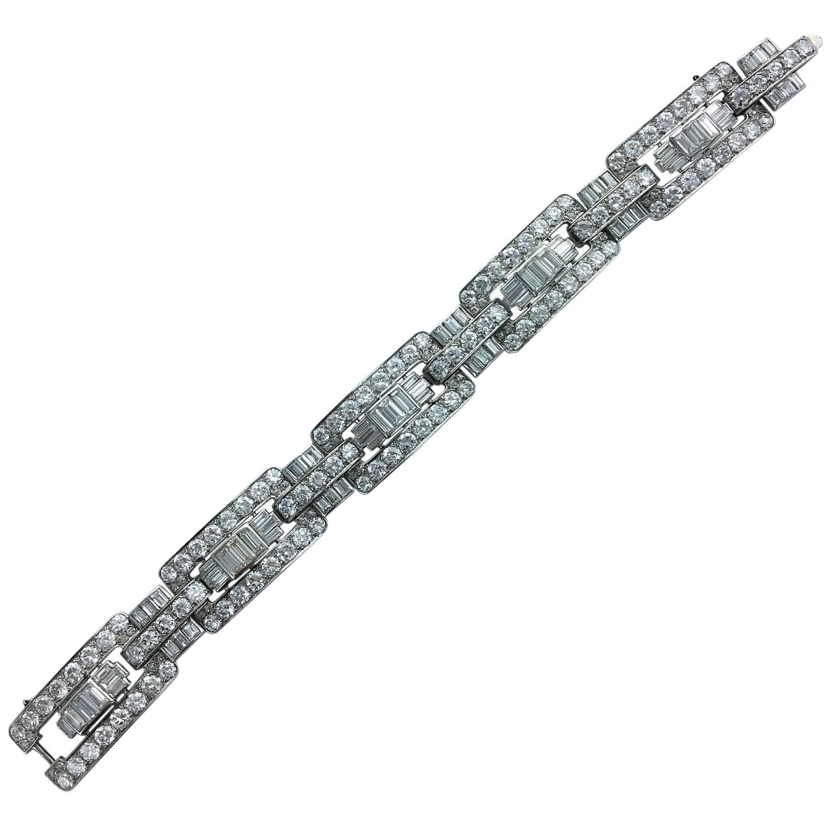 1930s Art Deco Diamond Platinum Bracelet