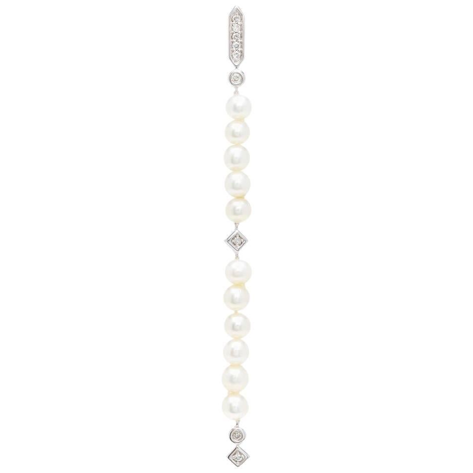 Yvonne Leon's Earrings in 18 Karat White Gold with Pearls, Diamonds
