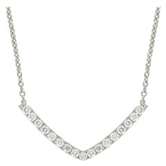 Yvonne Leon's Necklace with Diamonds "V" Shape in 18 Karat White Gold