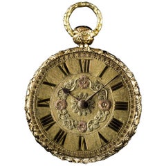 Litherland Davis Yellow Gold Decorated Case Open Face Pocket Watch