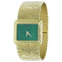 Piaget Damen Gelbgold Jadeit Zifferblatt Quarz-Armbanduhr:: 1970