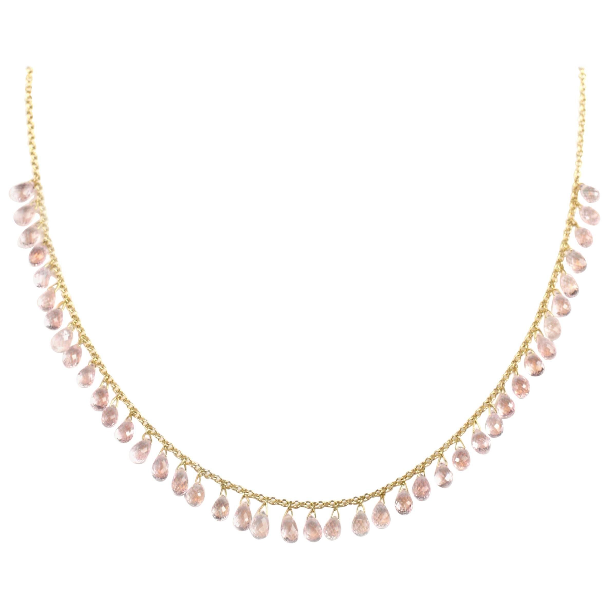 Julius Cohen Pink Sapphire Briolette Fringe Necklace