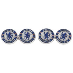Chelsea Football Club Cufflinks in 18 Carat Gold, Diamonds 
Enamel, London 2018
