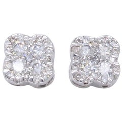 Clover Shaped Diamond Stud Earrings