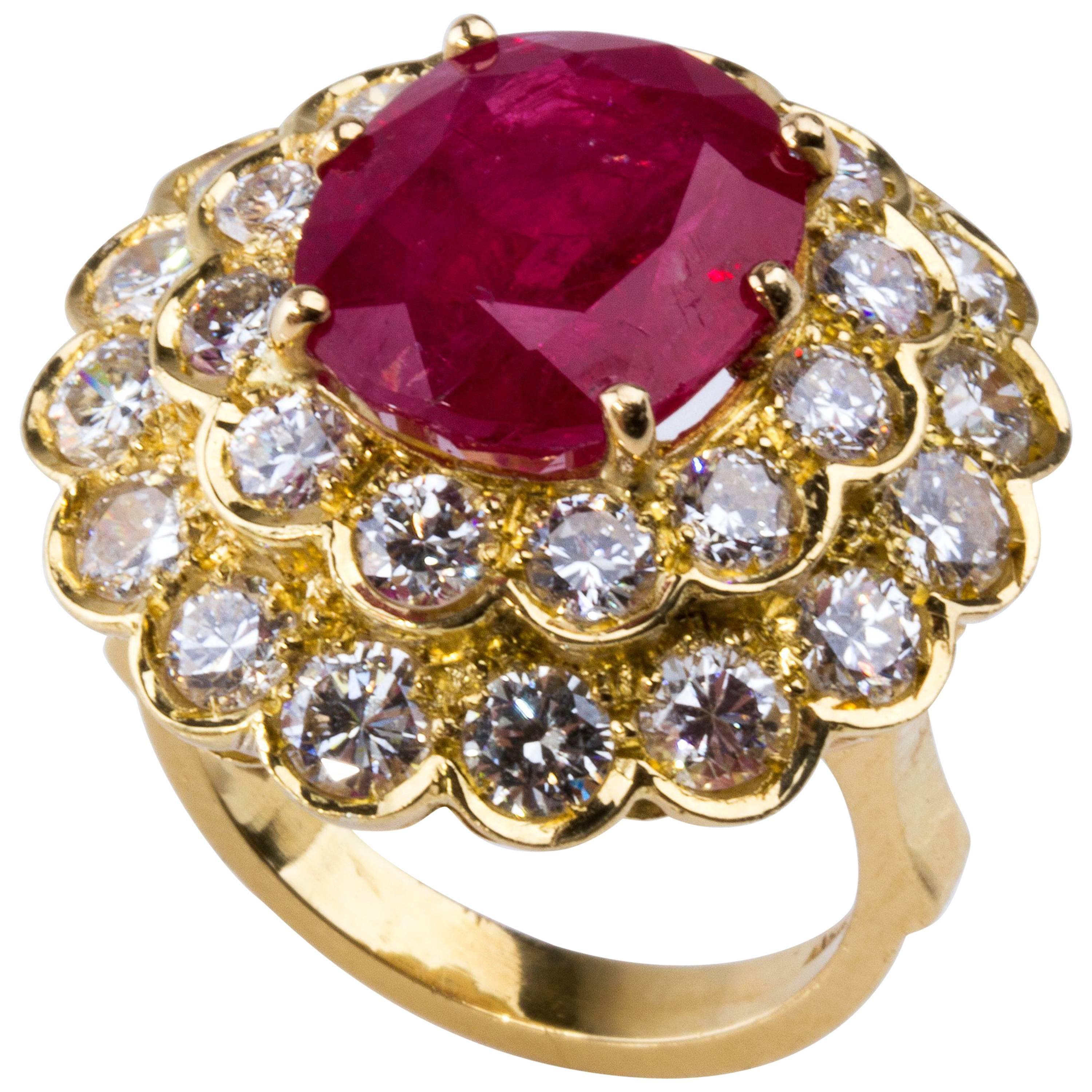 Burma Ruby and Diamond Ring For Sale