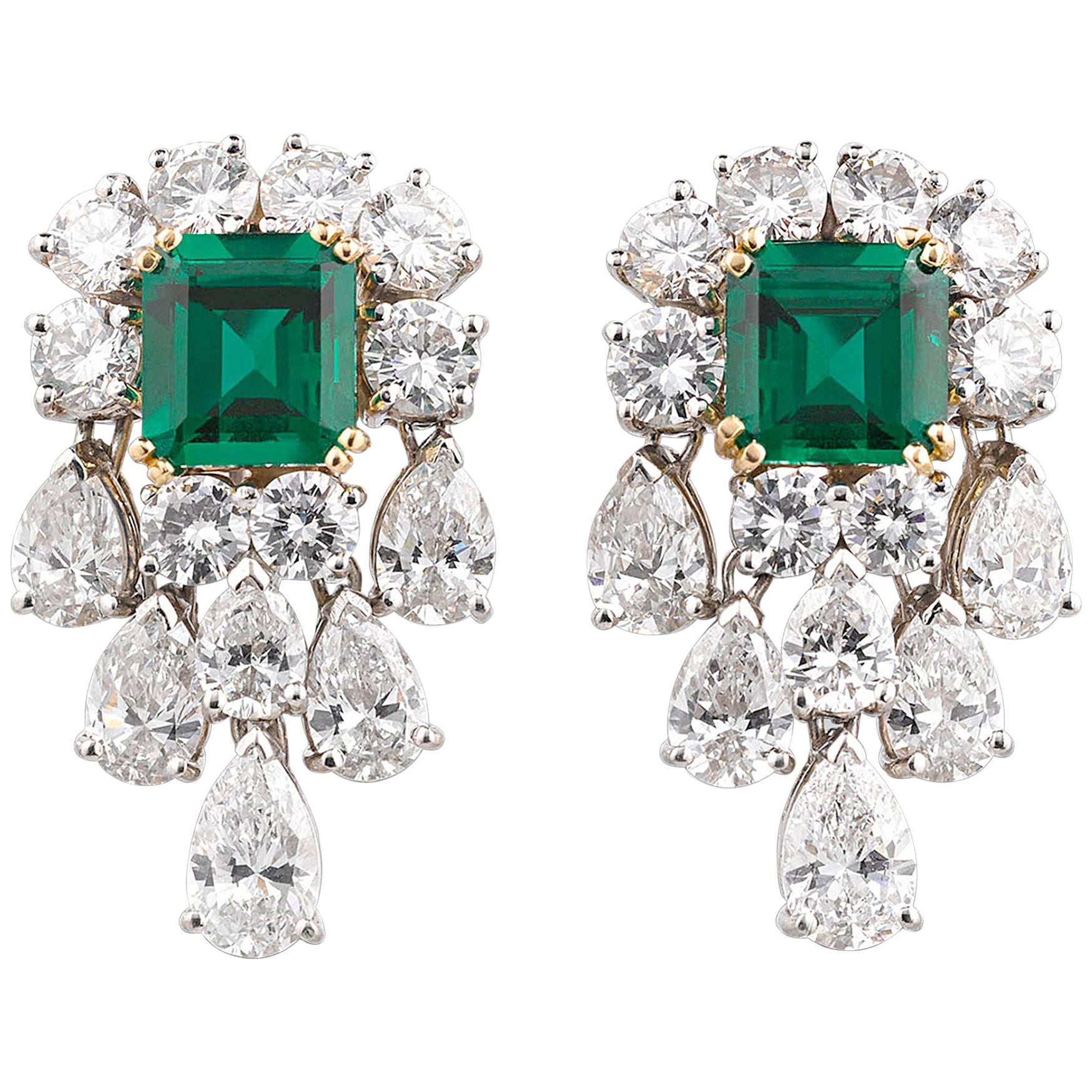 Unenhanced Emerald and Diamond Earrings