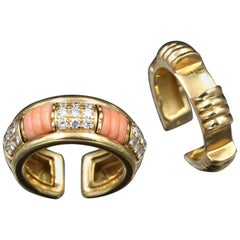 Gold, Diamonds and Coral Boucheron "Pluriel" Rings