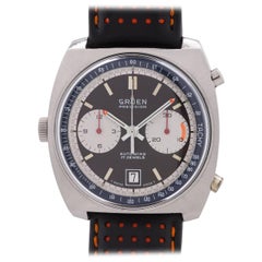 Retro Gruen Stainless Steel “Autavia” Style Automatic Chronograph Wristwatch