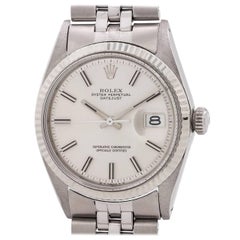 Vintage Rolex White Gold Stainless Steel Sigma Dial Datejust Self Winding Wristwatch