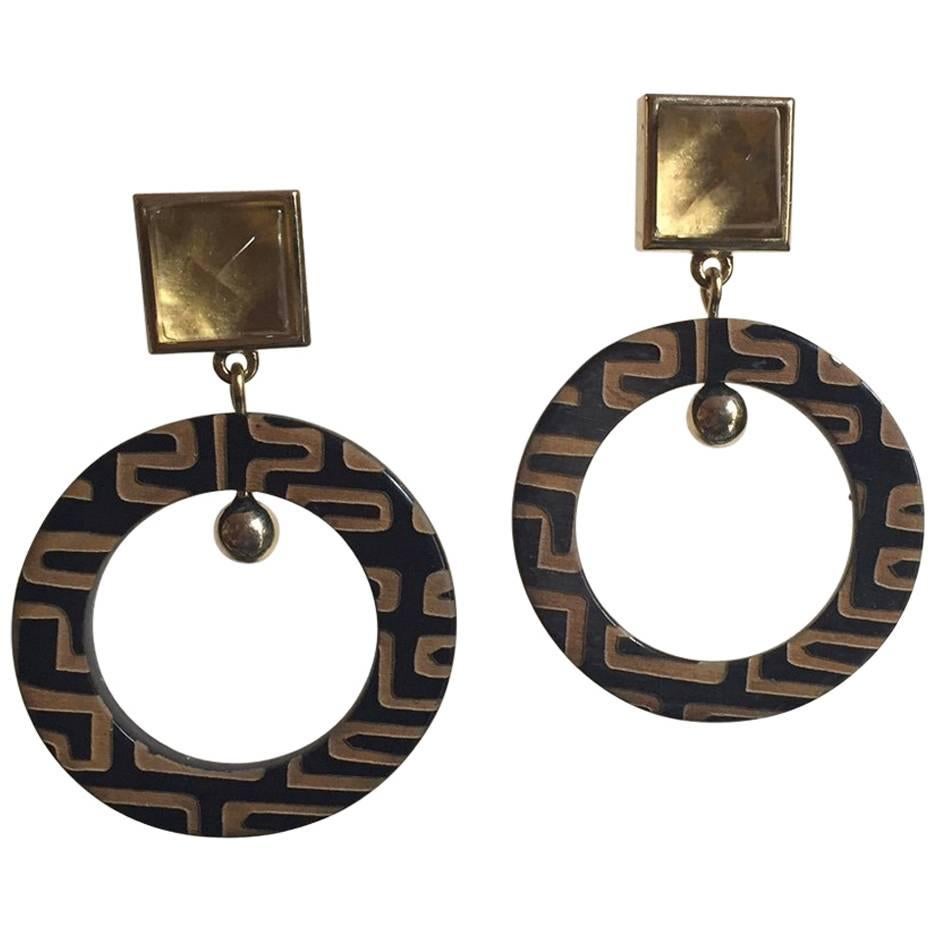 Fouché Art Deco Citrine Horn Dangle Earrings For Sale