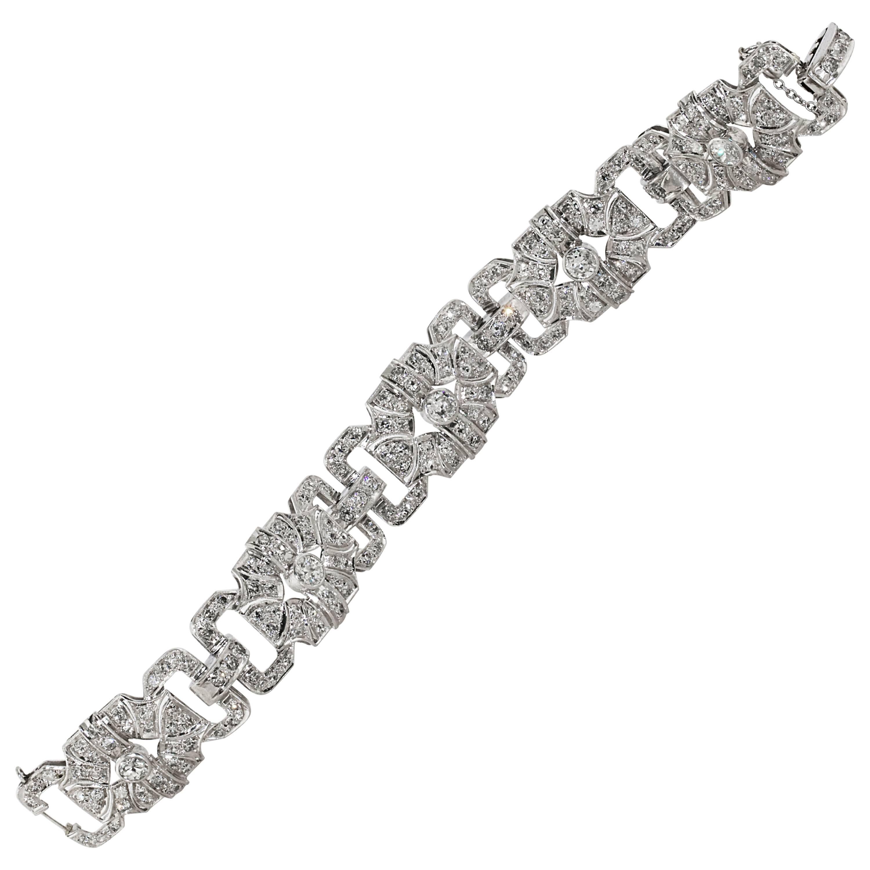 Platinum and Diamond Art Deco Style Bracelet, Approximate 7.50 Carat Diamond