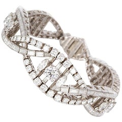 Oscar Heyman Vintage Art Deco Platinum & Diamond Ribbon Bracelet 22.00ctw