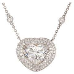 GIA Certified Platinum 18 Karat Gold and Diamond Heart Pendant Necklace 9.16 ctw