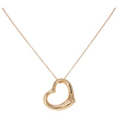 Tiffany & Co. Elsa Peretti 18k Rose Gold and Diamond Open Heart Pendant Necklace