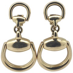 Gucci "Stirrup" Estate Dangle Earrings 18 Karat Yellow Gold