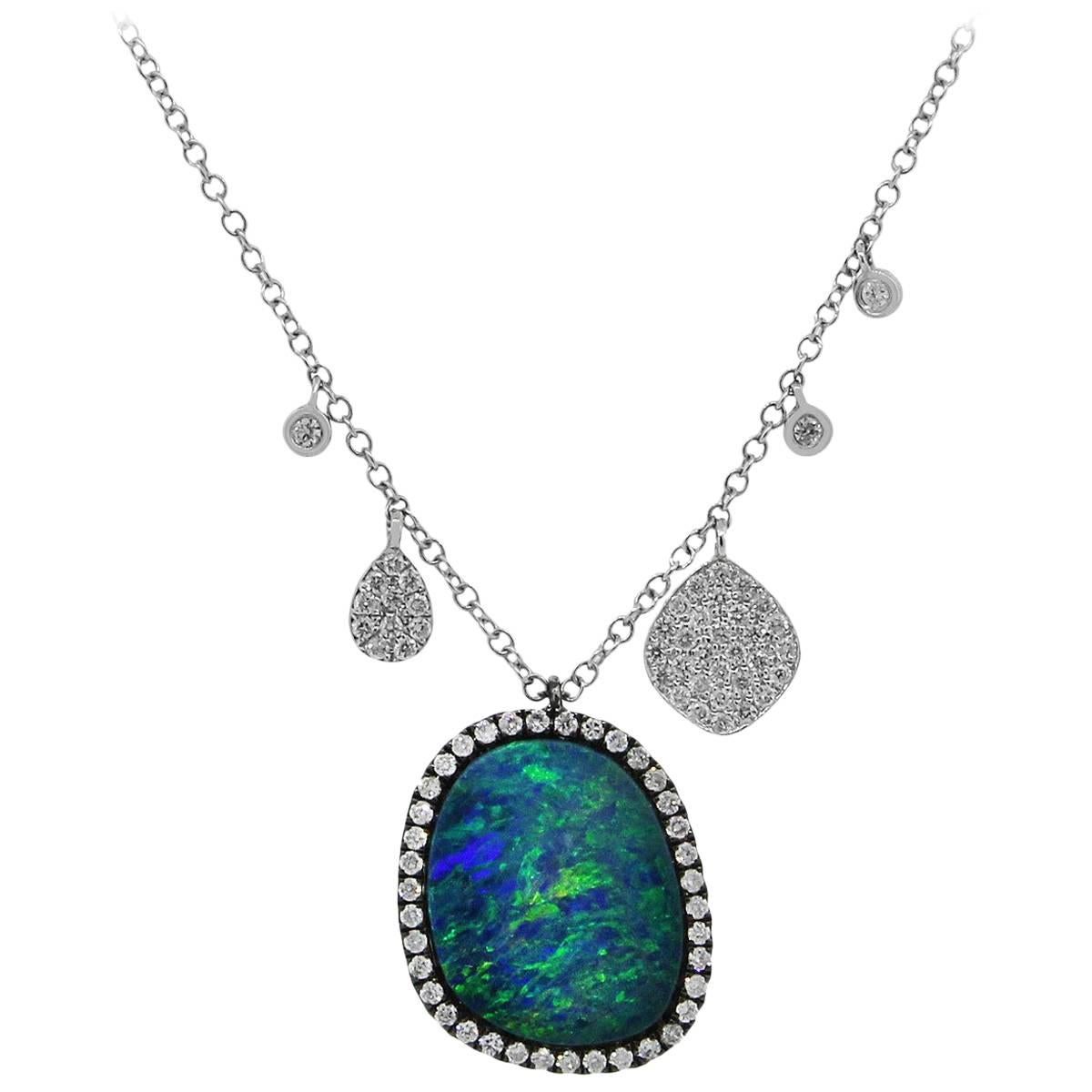 Meira T 3.55 Carat Boulder Opal and Diamond Necklace