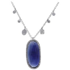 Meira T 8.95 Carat Blue Sapphire and Diamond Necklace