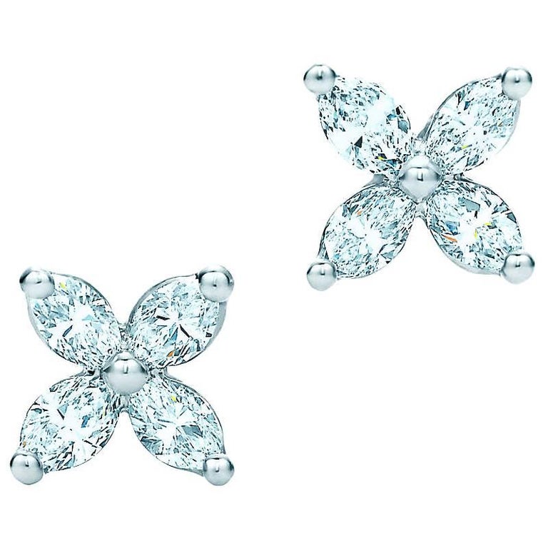Tiffany and Co. Victoria Platinum with Marquise Diamond Earrings at