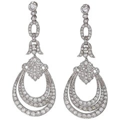 Early Art Deco Platinum Earrings with Diamonds