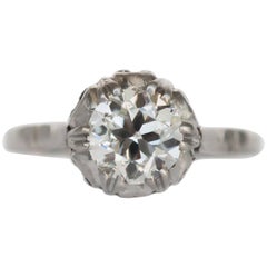 Antique GIA Certified 0.96 Carat Diamond Platinum Engagement Ring