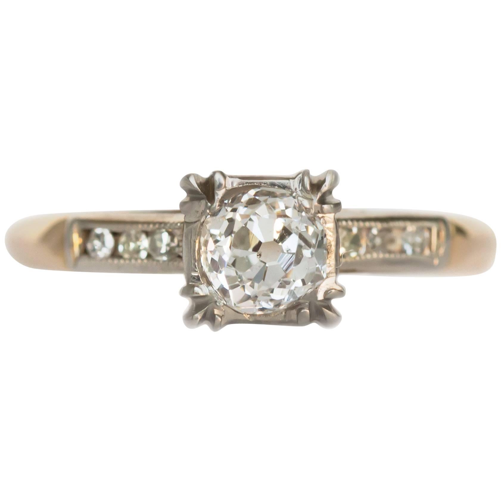 GIA Certified 0.58 Carat Diamond Yellow Gold Engagement Ring