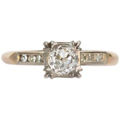 Antique GIA Certified 0.58 Carat Diamond Yellow Gold Engagement Ring